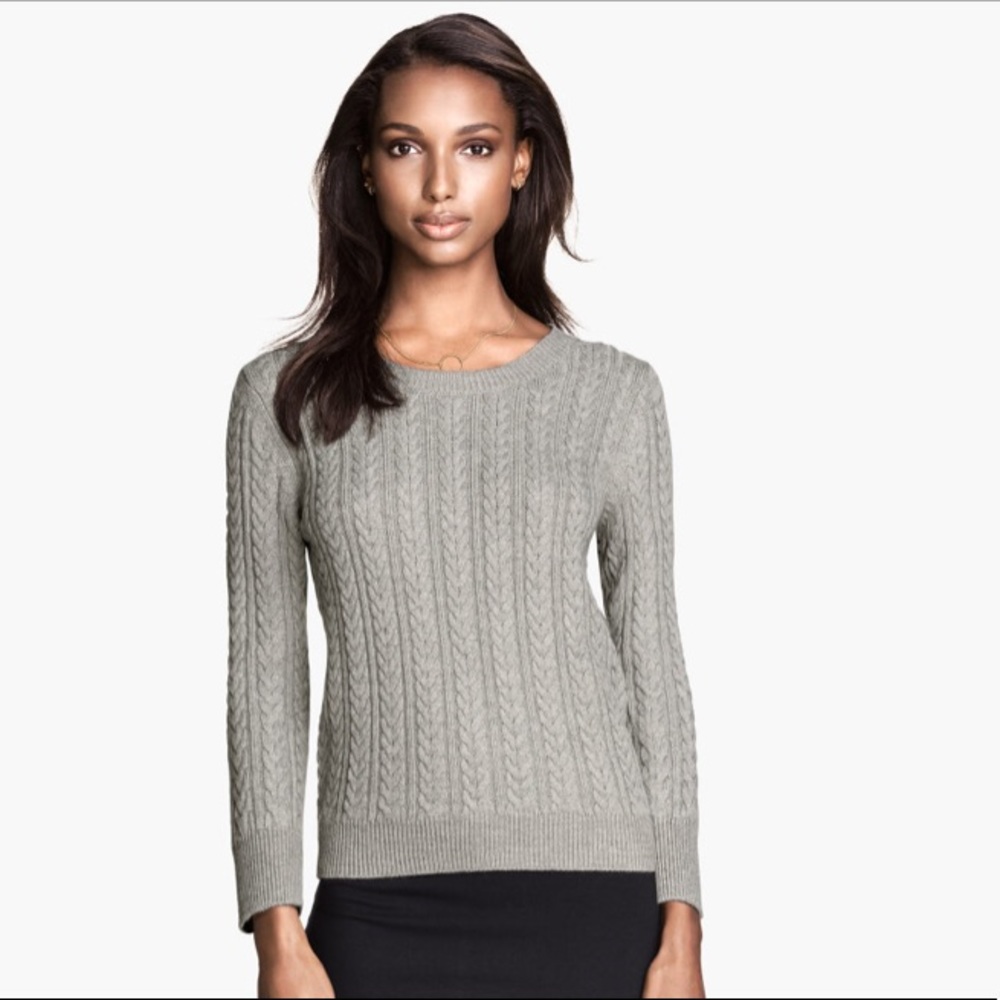 Grey cable knit sweater